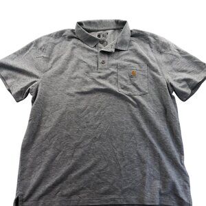 Carhartt Mens Work Polo Shirt Size XL Short Sleeve Gray Casual Pocket Loose Fit
